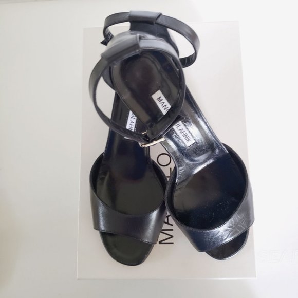Manolo Blahnik Black Demi-wedge Sandal Size M36.5 - Picture 11 of 16
